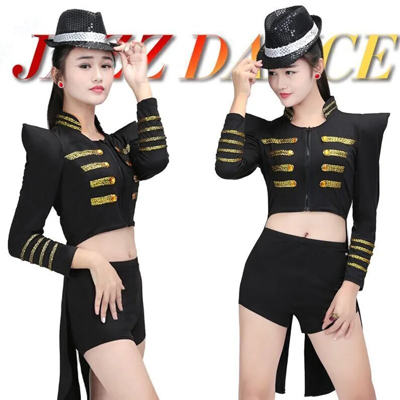 Top Trends: Jazz Dance Jacket Wear Black Costume Adult Latin Dance Costume Black Tuxedo Performance Wear Singer Dancer Clothes For Women DJ Shoppable Styles