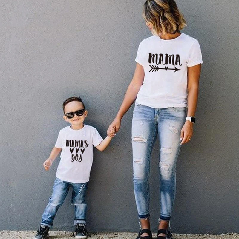 Top Trends: Fashion Family Matching Short T Shirt Mommy And Girl Son Letters Mama Boys Clothes T Shirt Litte Baby Kids Outfits Look Tops Shoppable Styles