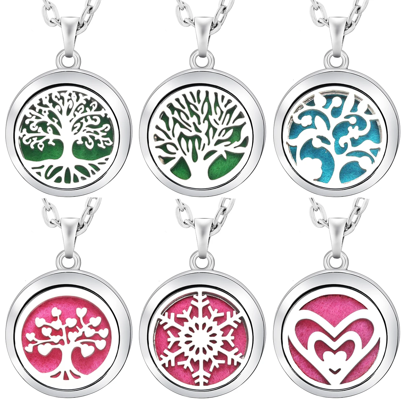 Top Trends: New Stainless Steel Fashion Tree Of Life Aromatherapy Necklace Essential Oil Diffuser Perfume Locket Pendant Women Jewelry Gift Shoppable Styles