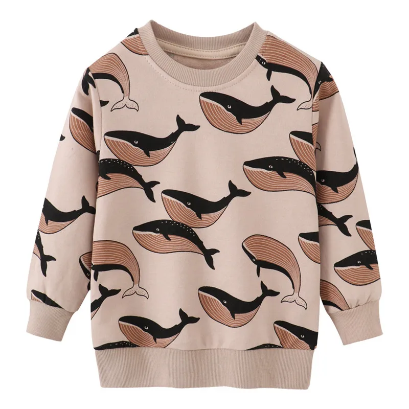 Top Trends: Jumping Meters New Arrival Autumn Boys Girls Sweatshirts Cotton Whale Print Hot Selling Kids Clothes Long Sleeve Sport Shirts Shoppable Styles