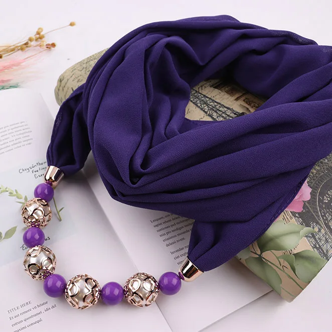 Top Trends: Women Simple Pendant Necklace Scarf Chiffon Cotton Scarves Multi-style Decorative Women Foulard Femme Head Scarves Hijab Shoppable Styles - Image 5