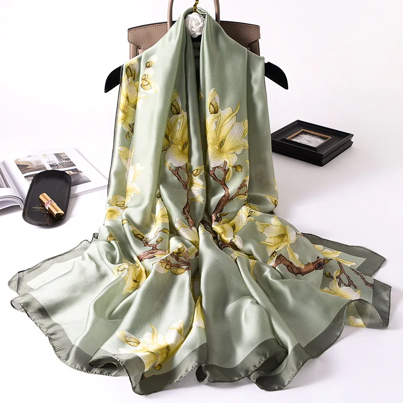 Top Trends: 2022 Spain Luxury Silk Scarf Brand Designer Van Gogh Oil Painting Floral Shawls Pashmina Lady Wraps Scarves Foulard Muslim Hijab Shoppable Styles