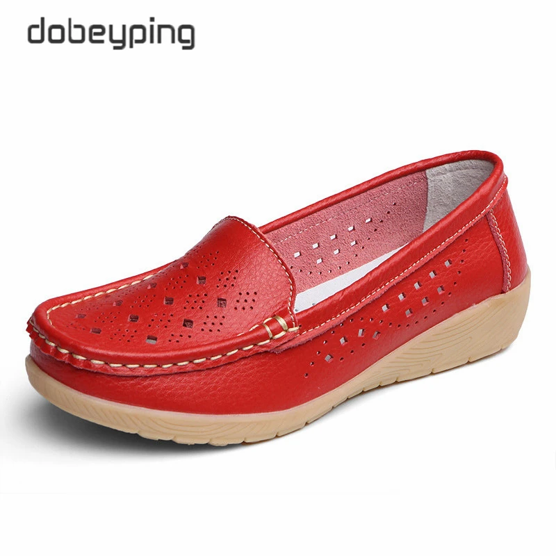 Top Trends: Dobeyping New Genuine Leather Women Flats Cut-Outs Shoes Woman Hollow Summer Women&#039;s Loafers Moccasins Female Shoe Size 35-41 Shoppable Styles