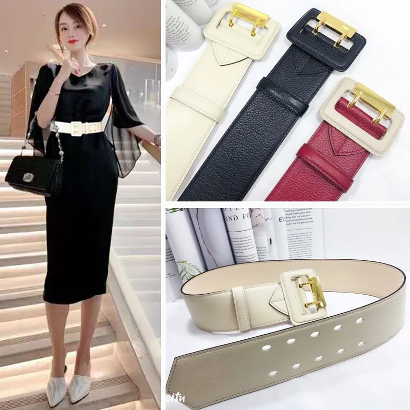 Top Trends: Belt Women&#039;s Decorative Ol Suit Leather Waist Cover Versatile Dress Coat Cowhide Wide Belt Shoppable Styles