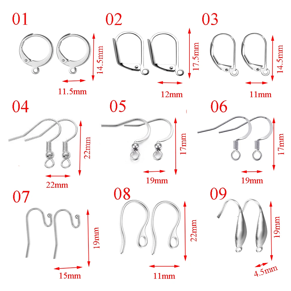 Top Trends: 100pcs / lot(50pairs) Stainless Steel DIY Earring Findings Clasps Hooks Jewelry Making Accessories Earwire Shoppable Styles - Image 2