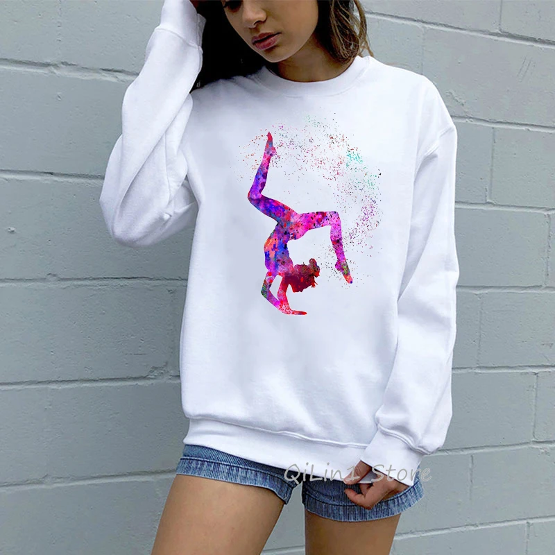 Top Trends: Watercolor Gymnastics Girl Print Tracksuit 90s Streetwear Women Funny Cute Hoodie Oversize Kawaii Clothes DIY Sweatshirt Shoppable Styles