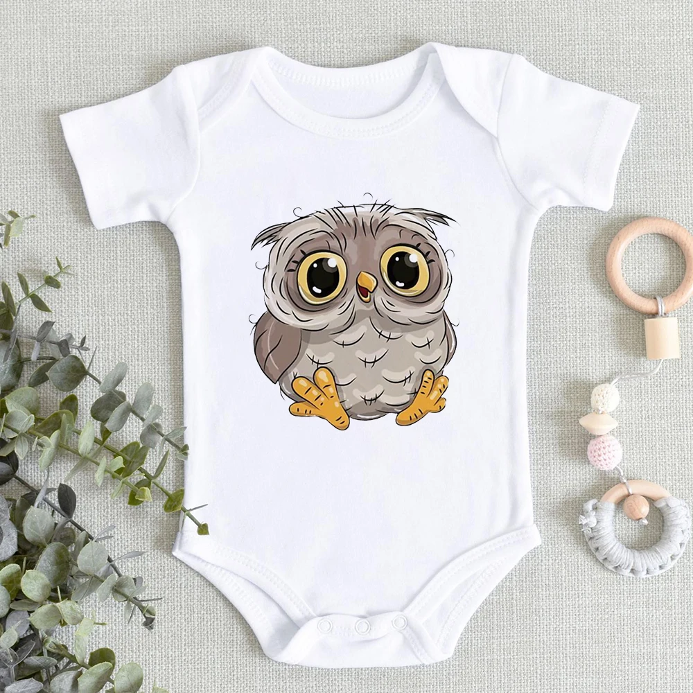 Top Trends: Kawaii Owl Print Baby Girls Boys Clothes Fashion Cute Summer Casual Newborn Baby Bodysuit Short Sleeve Harajuku Wholesale Romper Shoppable Styles