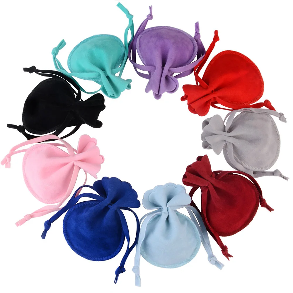 Top Trends: 10pcs / Lot Round Velvet Bag 7x9 9x12cm Jewelry Organizer Dustproof Flannel Drawstring Gift Wedding Packing Bag Pouch Accessories Shoppable Styles