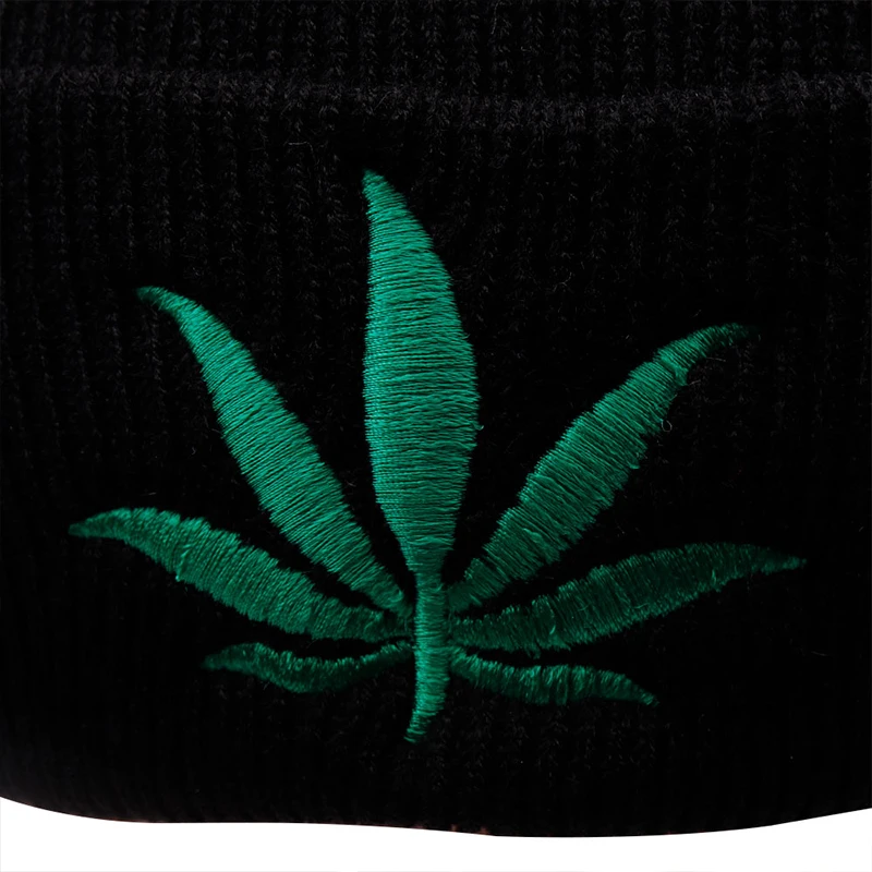 Top Trends: New Men Women Winter Weed Leaf Beanie Hats Warm Hip Hop Punk Knitting Winter Hat For Women Autumn Woolen Cap Skullies Black Hat Shoppable Styles - Image 3