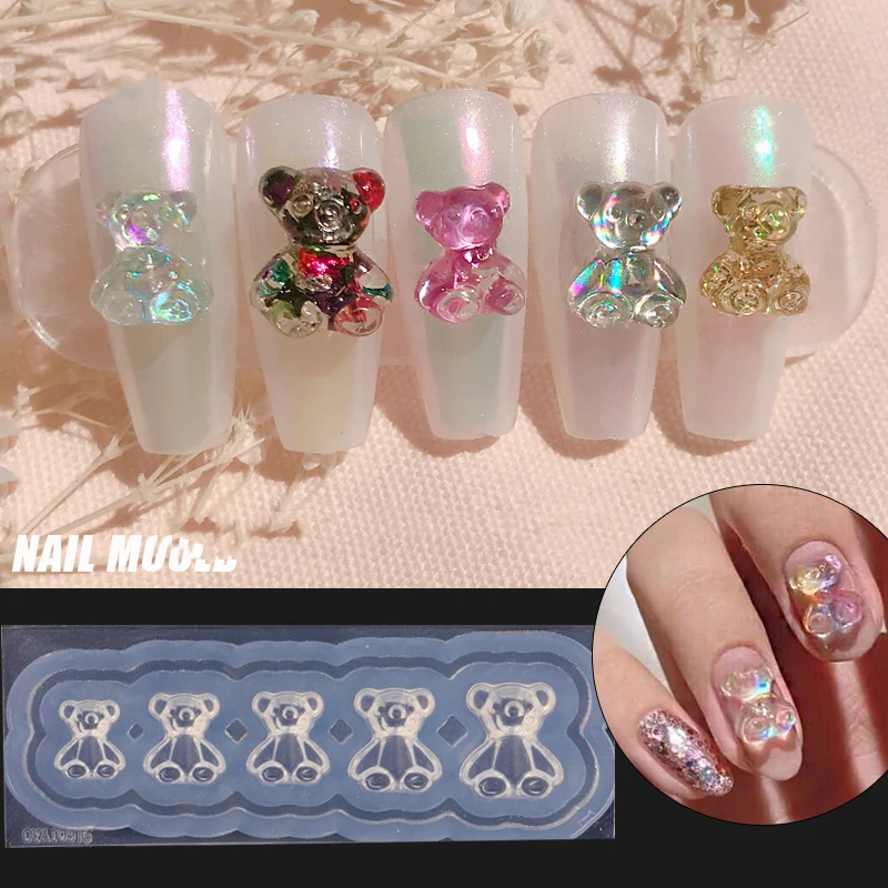 Top Trends: 1pcs Silicone Nail Carving Mold 3D Bear Butterfly Mould Stamping Plate Nails Stencils DIY UV Gel Japanese Style Manicure Tools Shoppable Styles