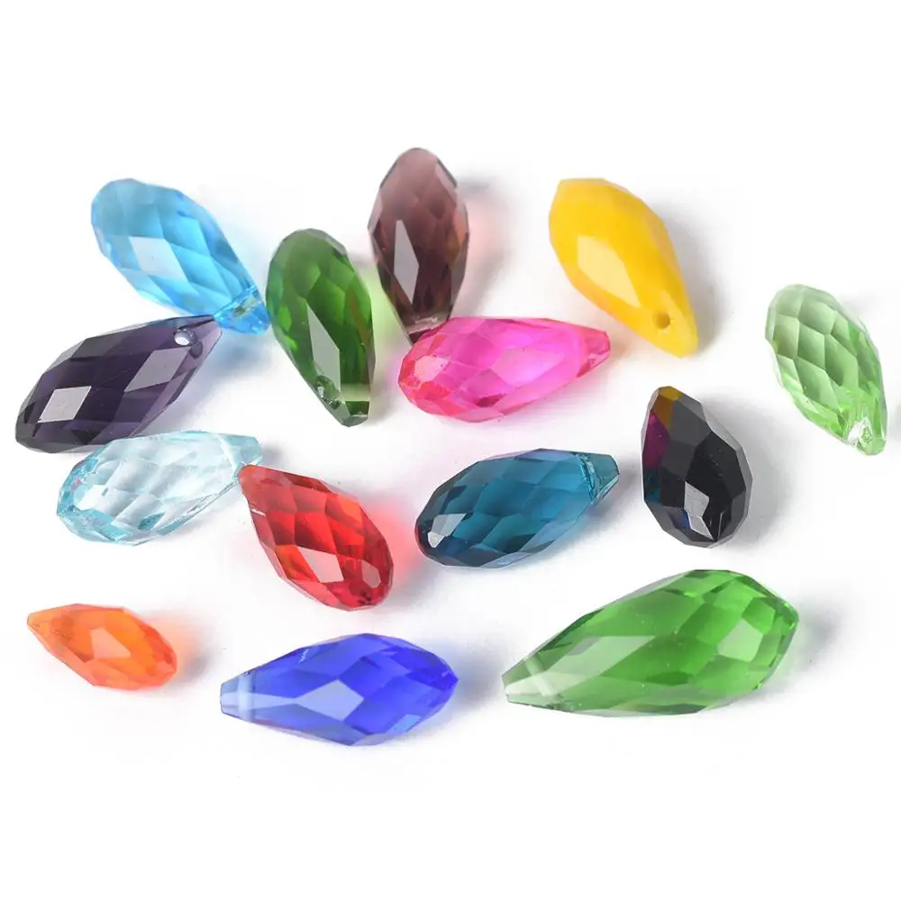 Top Trends: Solid Color Teardrop Faceted Crystal Glass 12x6mm 16x8mm 20x10mm Top Drilled Pendant Drops Loose Beads For Jewelry Making DIY Shoppable Styles