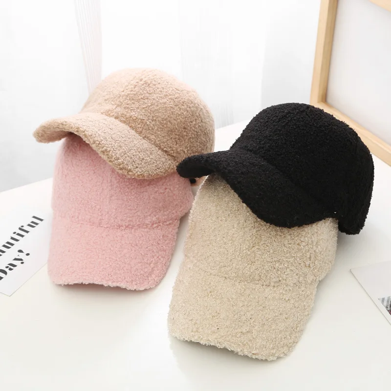 Top Trends: Autumn Winter Baseball Cap Women Artificial Lamb Wool Hats Version Tide Warm Cap Plush Baseball Caps Spring Baseball Cap Shoppable Styles