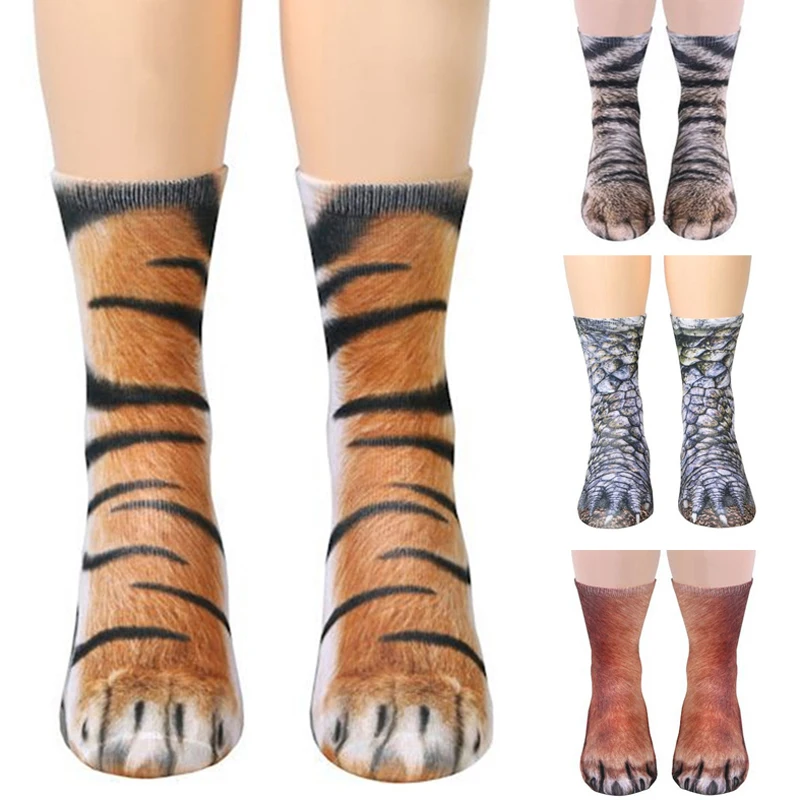 Top Trends: Unisex Adult Child 3D Print Animal Paw Socks Creative Funny Cat Dog Dinosaur Tiger Paw Socks For Boys Girls Casual Christmas Shoppable Styles