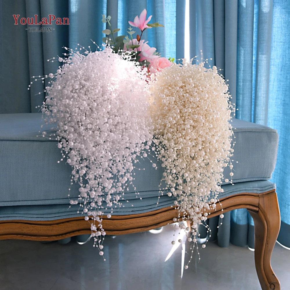 Top Trends: YouLaPan F24 Full Pearls Ivory&White Bouquet Handmade Waterfull Bride Bouquet Luxury Wedding Flower Bouquet Bridal Accessories Shoppable Styles