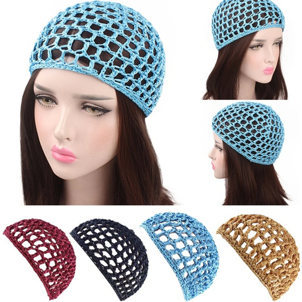 Top Trends: 2019 New Women&#039;s Mesh Hair Net Crochet Cap Solid Color Snood Sleeping Night Cover Turban Hat Popular Casual Beanie Chemo Hats Shoppable Styles