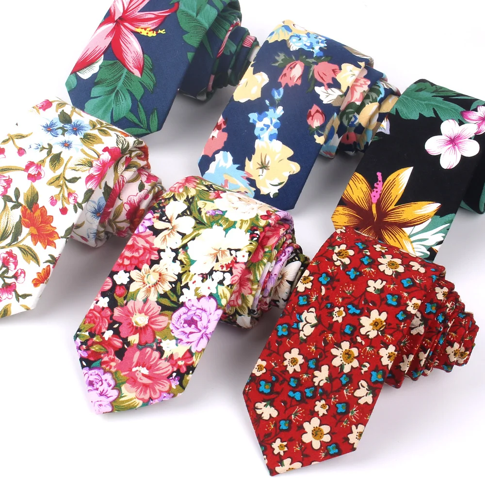 Top Trends: Floral Ties For Men Printed Cotton Tie Mens Ties 6cm Slim Neck Tie Skinny Necktie For Wedding Party Shoppable Styles