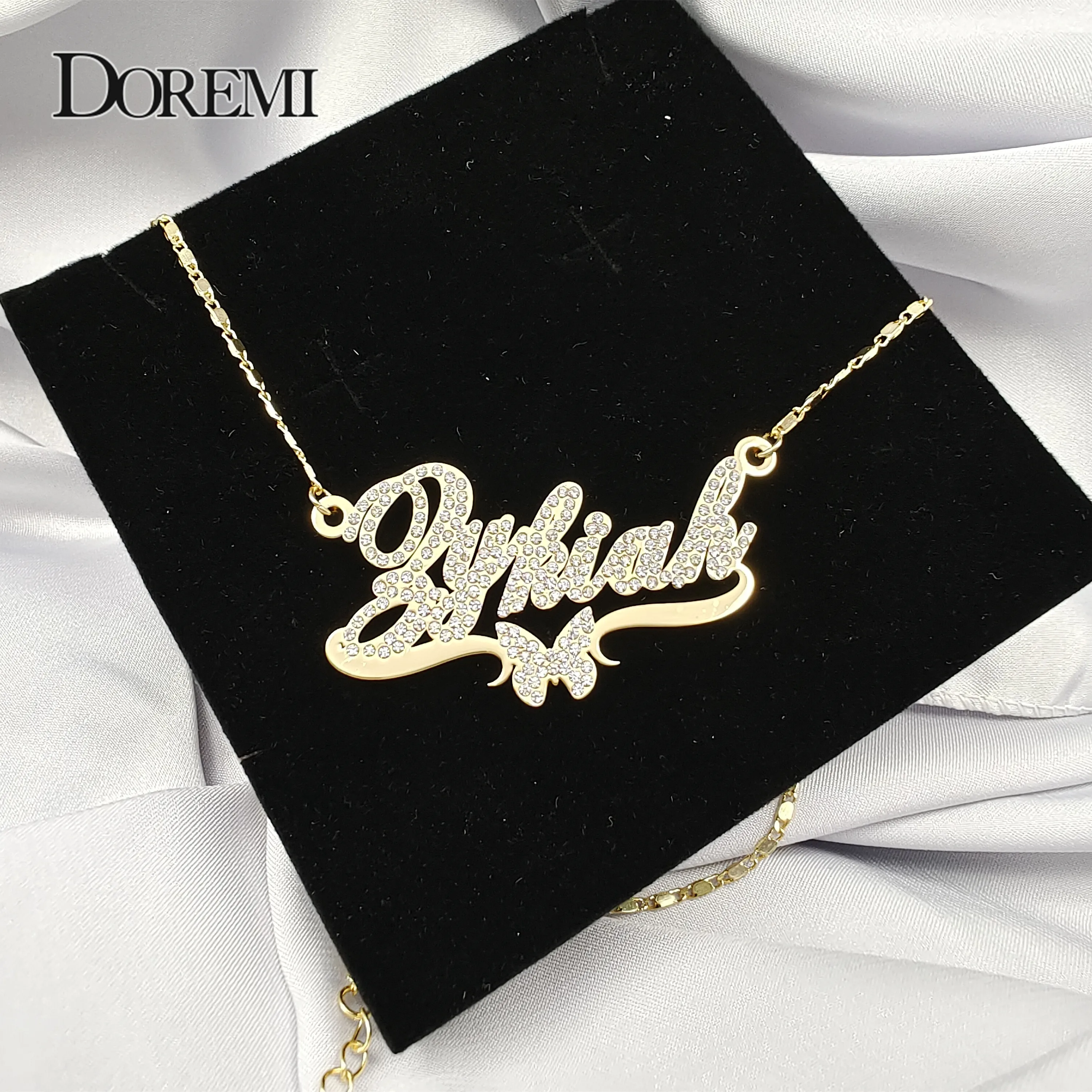 Top Trends: DOREMI Stainlesss Custom Name Necklaces Butterfly Pendant Letters Necklace For Women Custom Chain Jewelry Children Personalized Shoppable Styles