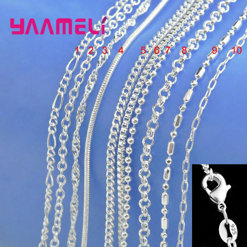 Top Trends: 100% Authentic Genuine 925 Sterling Silver Link Chain Necklace With Lobster Clasps Fit Men Women Pendant 10 Designs 16-30 Inches Shoppable Styles