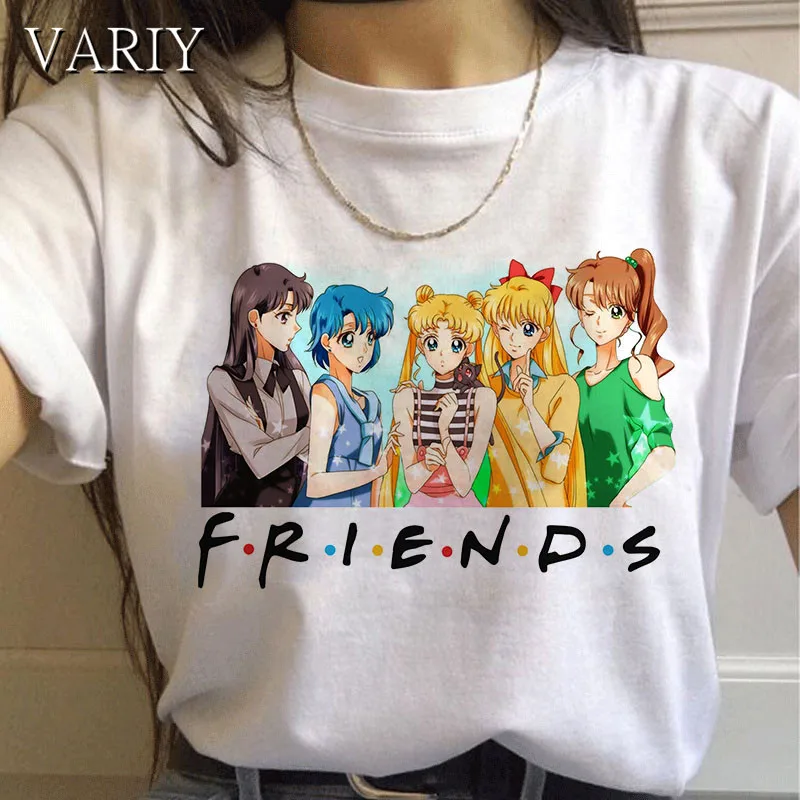 Top Trends: Anime 90s Friends T Shirt Harajuku Women Clothes Tshirt Aesthetic Vintage Cat Cute Female T-shirt Kawaii Tee Ullzang Shoppable Styles