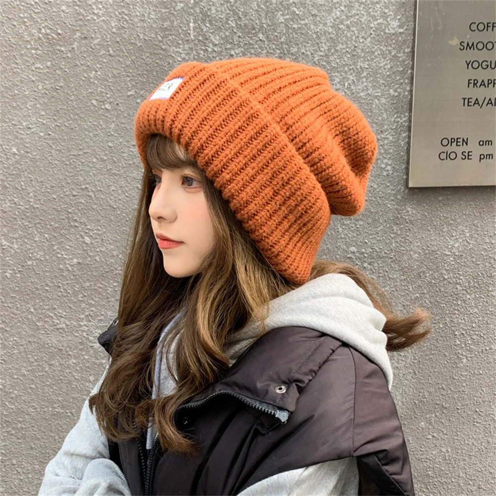 Top Trends: Loose Big Head Knitted Hat Women's Warm Wool Hat Satin Outdoor Autumn And Winter Show Small Face Dome Hat Clothing Accessories Shoppable Styles