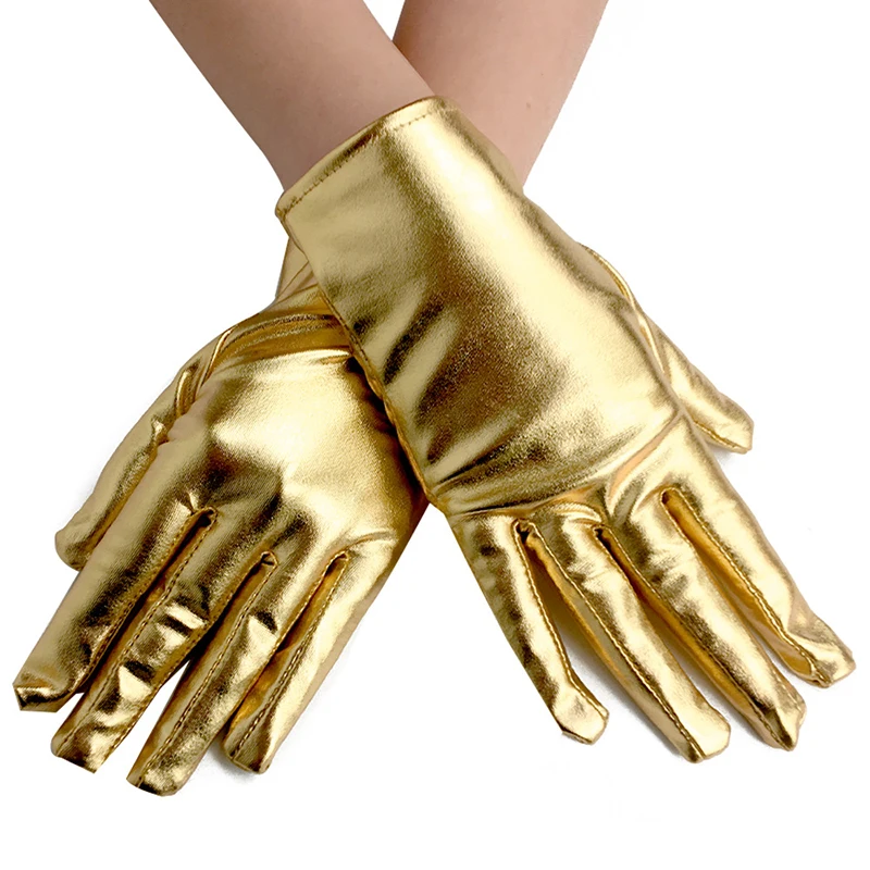 Top Trends: Unisex Gloves Sexy Etiquette Gloves Fake Leather Metallic Gloves Evening Party Performance Mittens Patent Leather Silver Gold Shoppable Styles