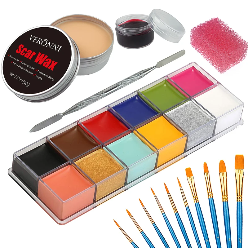 Top Trends: SFX Makeup Kit 12 Color Face Body Paint Oil Stage Special Effects Halloween Wound Scar Wax Makeup Fake Scab Blood Spatula Shoppable Styles