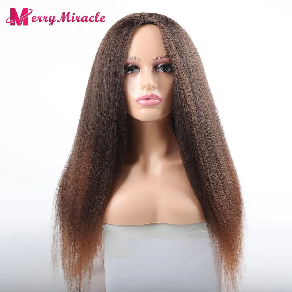 Top Trends: Long Kinky Straight Synthetic Wigs For Black Women Black Brown Blonde Ginger Red White Hair Mix Ombre Straight Synthetic Wigs Shoppable Styles