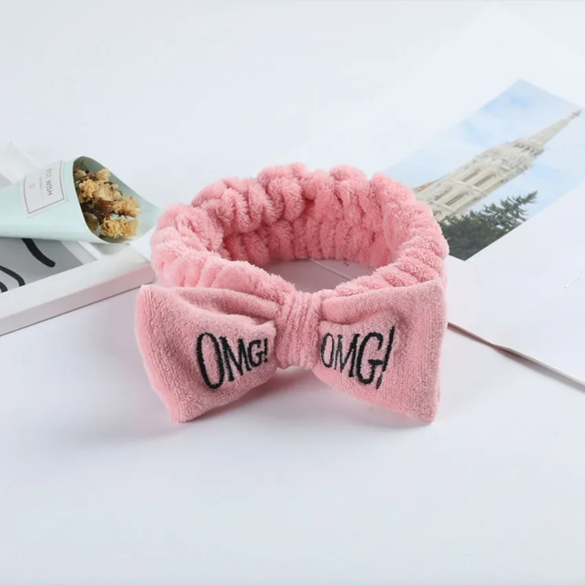 Top Trends: OMG Letter Bow Headbands Versatile Girls Women Wash Face Soft Turbans Elastic Hair Bands Coral Fleece Makeup Assistant Headwear Shoppable Styles - Image 6