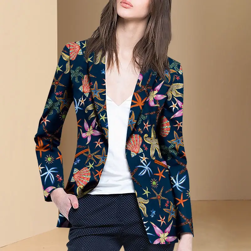 Top Trends: Fashion Autumn Spring New European And American Fashion All-match Suit Women Print Suit Jacket Shoppable Styles