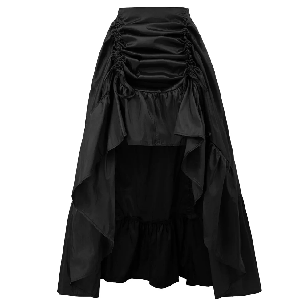 Top Trends: Scarlet Darkness Women's Gothic Steampunk Skirt Victorian High-Low Bustle Skirt Gothic Bustle Skirt Renaissance Costume A20 Shoppable Styles