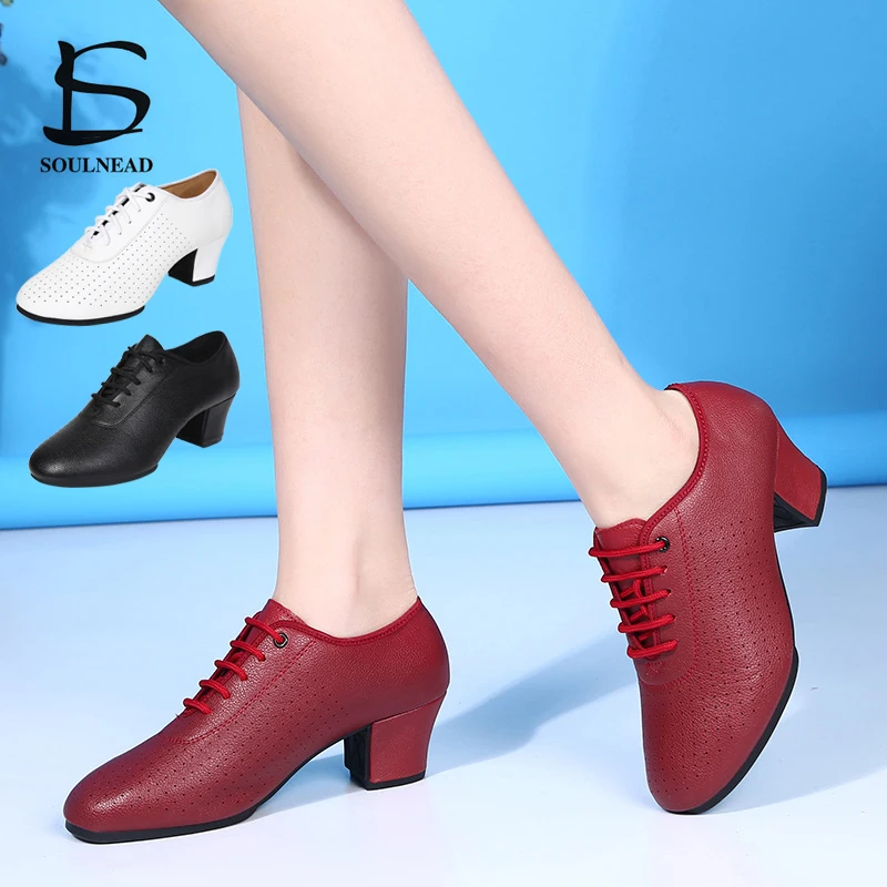 Top Trends: Women Latin Dance Shoes Salsa Ballroom Shoe Soft Sole Breath PU Woman&#039;s Practice Dancing Shoes Heel 5cm Ladies Dance Sneakers Shoppable Styles