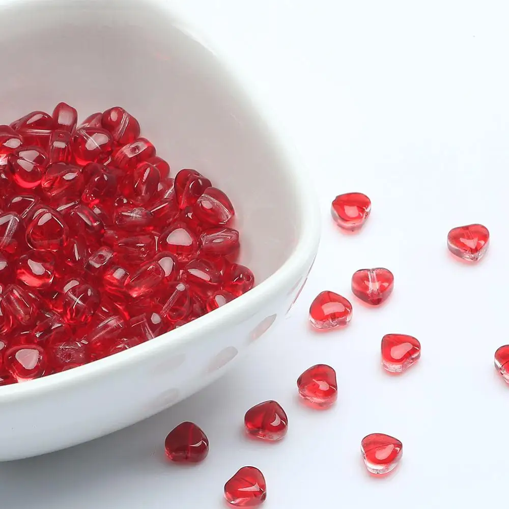 Top Trends: 6x6mm Red Czech Lampwork Crystal Glass Beads Loose Heart Spacer For Jewelry Making Diy Needlework Bracelet Necklace Accessories Shoppable Styles