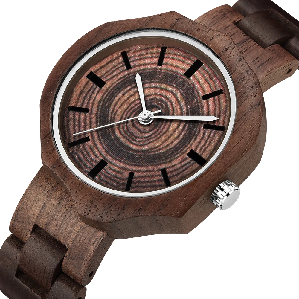 Top Trends: 2021 Unique Luxury Wooden Watches Women Fashion Elegant Female Quartz Wood Strap Wristwatch Simple Dial Irregular Watches Relogi Shoppable Styles