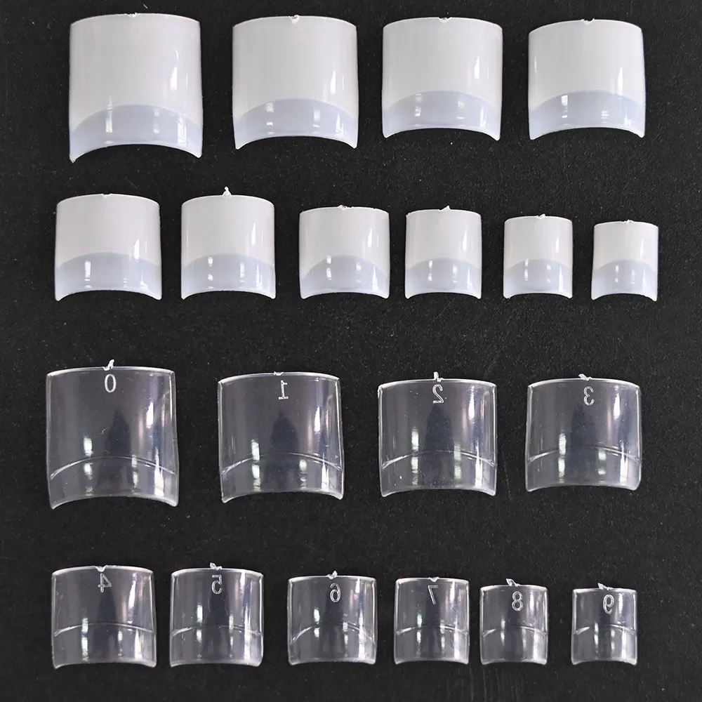 Top Trends: 500Pcs / Bag Short Square Nail Tips French Half Cover Artificial 10(0-9) Size Clear / Natural Fake Acrylic Manicure False Nails VA-0 Shoppable Styles