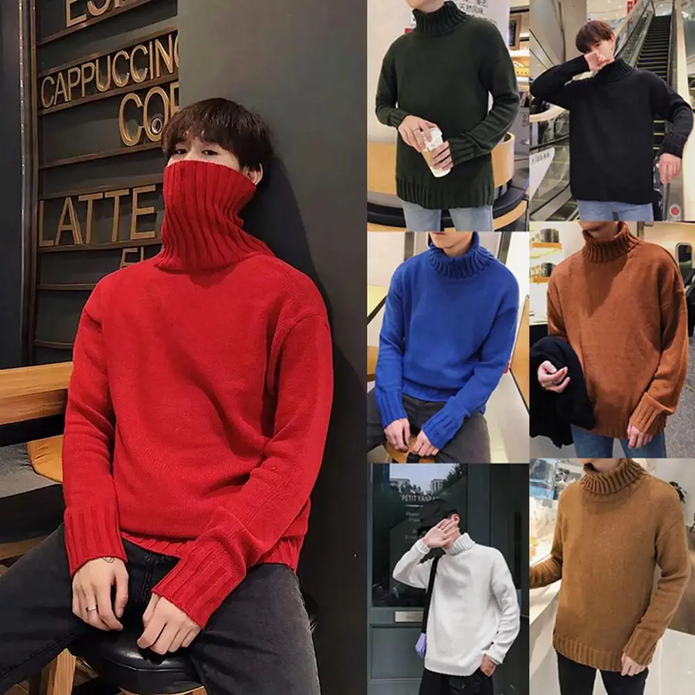 Top Trends: Men Women Autumn Winter Solid Color Knit Sweater Long Sleeve Turtle Neck Men Clothing свитер мужской Ropa Hombre Shoppable Styles