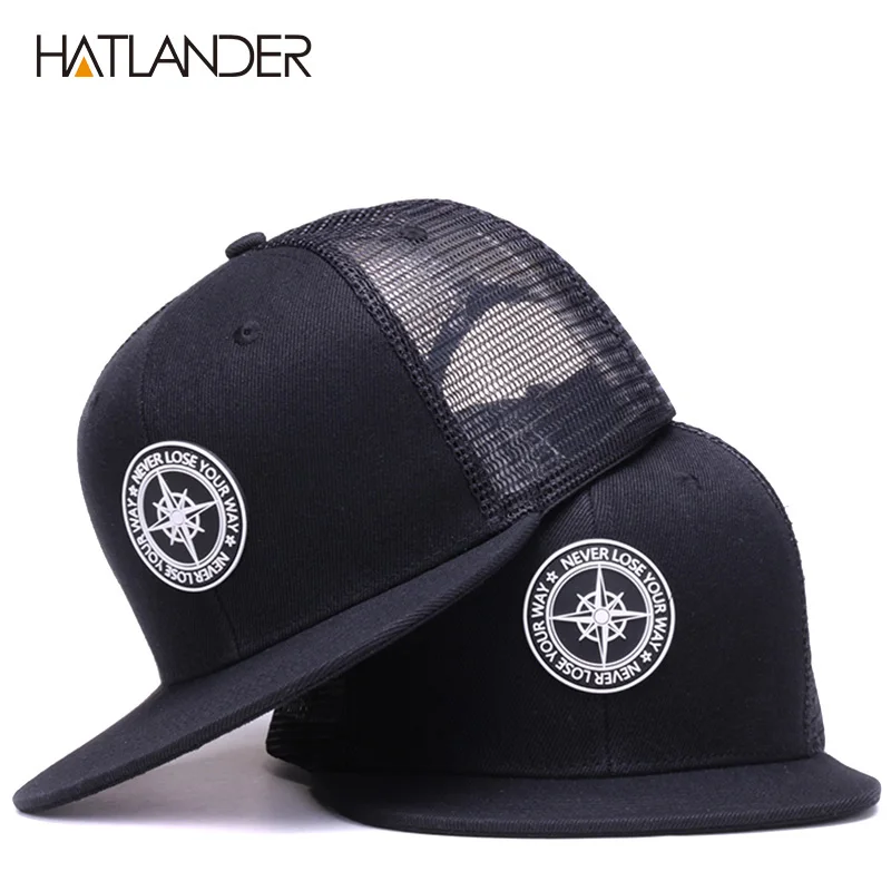 Top Trends: HATLANDER Original Baseball Caps For Men Women Black Snapback Cap High Quality Cool Hip Hop Cap 6panels Bone Mesh Truck Cap Hat Shoppable Styles