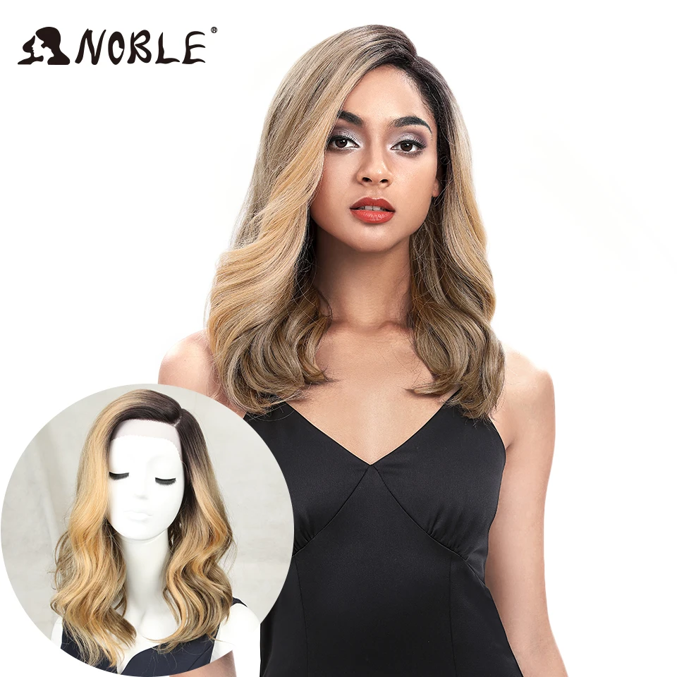 Top Trends: Noble Synthetic Lace Wig 20&quot; Long Wavy Lace Wig Ombre Blond Wig Cosplay Heat Resistant Wigs For Women Synthetic Lace Wig Shoppable Styles