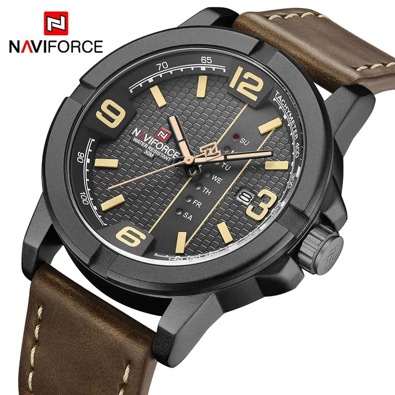 Top Trends: NAVIFORCE Watches For Men Top Brand Casual Quartz Watch Mens Leather Waterproof Wristwatch Day And Date Clock Relogio Masculino Shoppable Styles