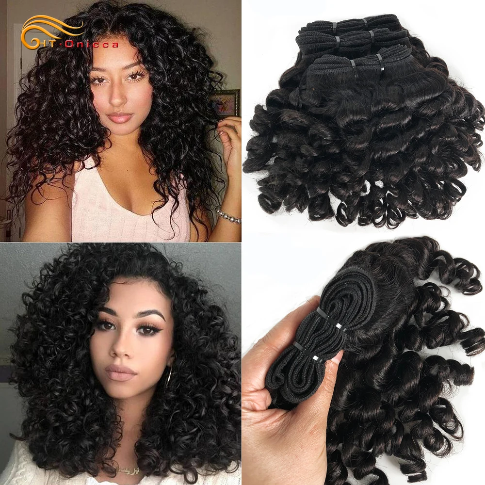 Top Trends: Indian Bouncy Curly Human Hair 1 3 4 Bundle Deals Curly Hair Weave Bundles Natural Hair Extensions For Black Women Remy Shoppable Styles