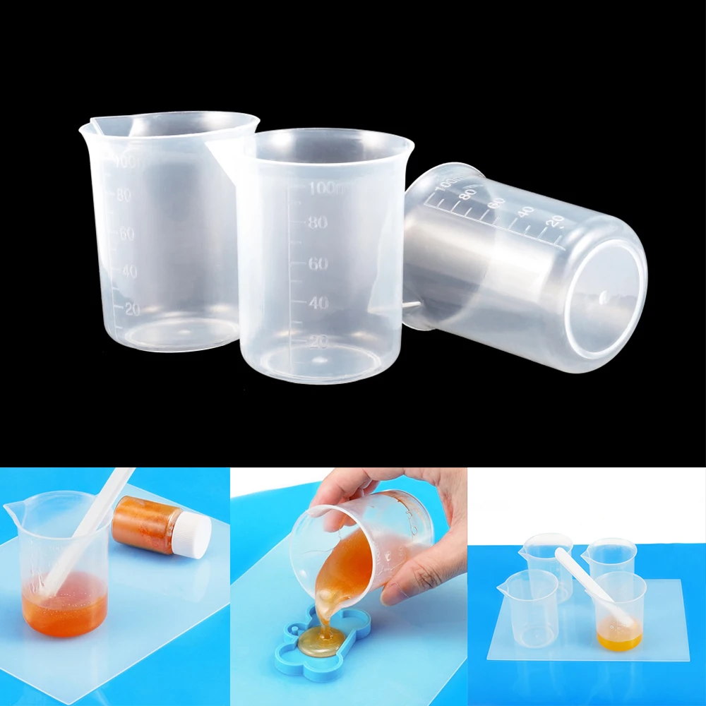 Top Trends: 1 / 2 / 5Pcs 100ml Plastic Clear Scale Plastic Measuring Mixing Cup Liquid Graduated Container For Epoxy Resin Silicone Making Tool Shoppable Styles