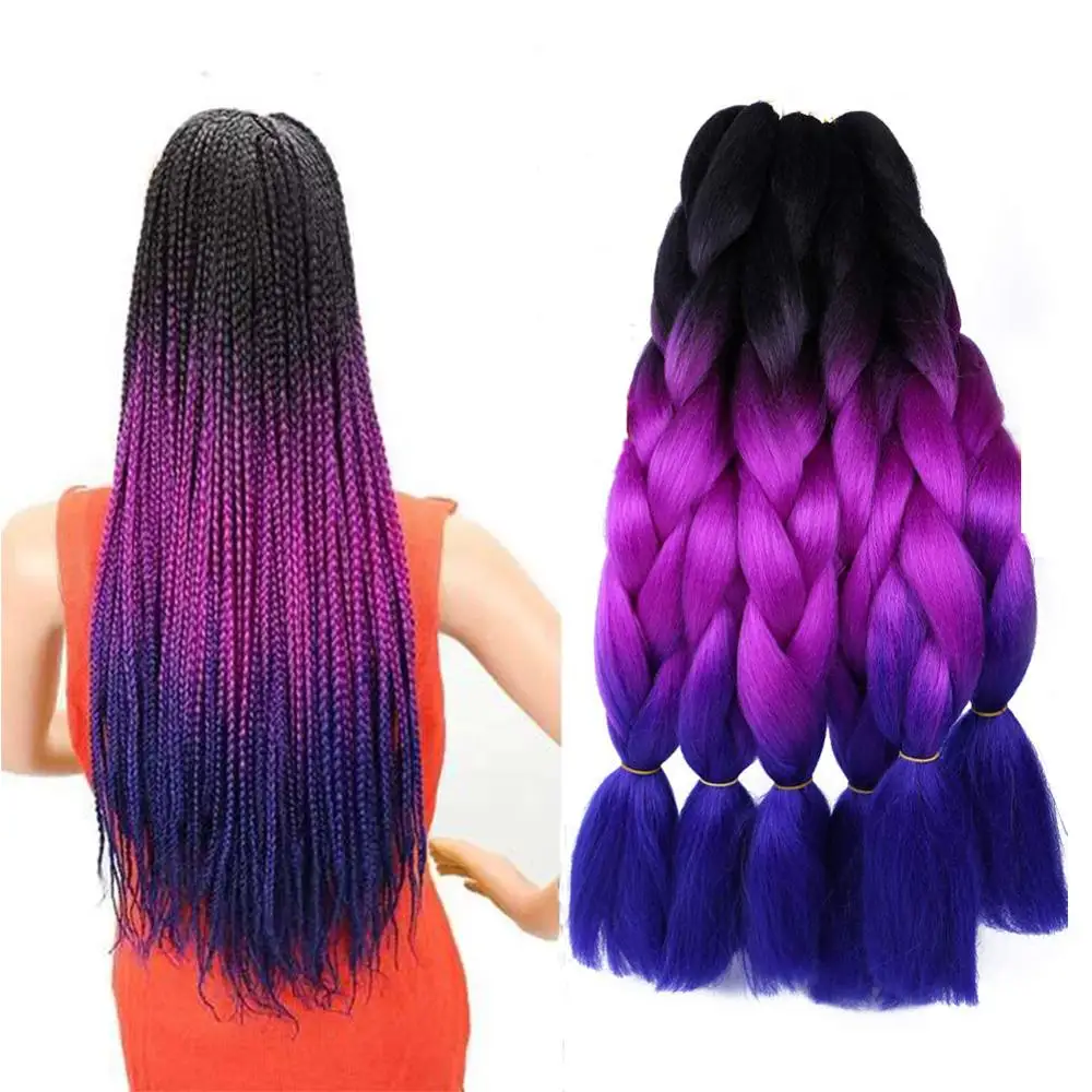 Top Trends: 6.18 Jumbo Braiding Hair Extensions Kanekalon Braiding Hair 24 Inch Ombre Multiple Tone Colored Synthetic Hair For Women Shoppable Styles