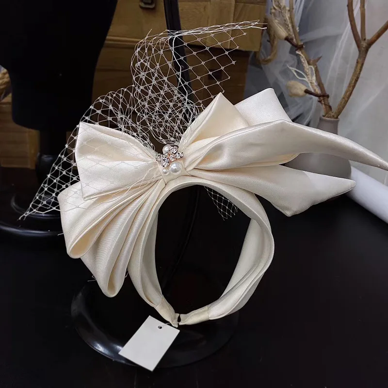 Top Trends: Vintage Champagne Mesh Bow Headband Bridal Headdress Wedding Hair Accessories Shoppable Styles