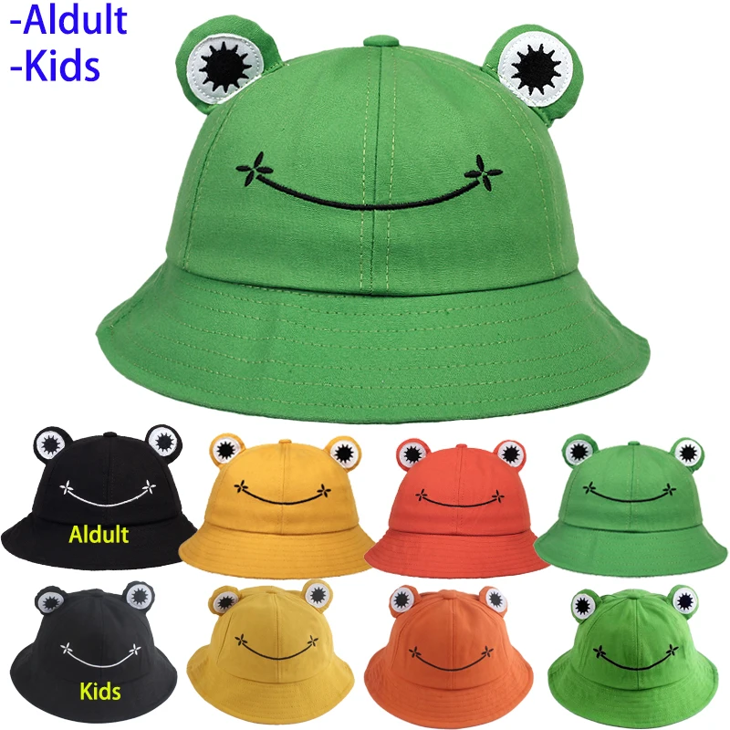 Top Trends: Child-Parents Frog Bucket Hat For Women Summer Autumn Plain Female Panama Outdoor Hiking Beach Fishing Sunscreen Woman Bob Caps Shoppable Styles