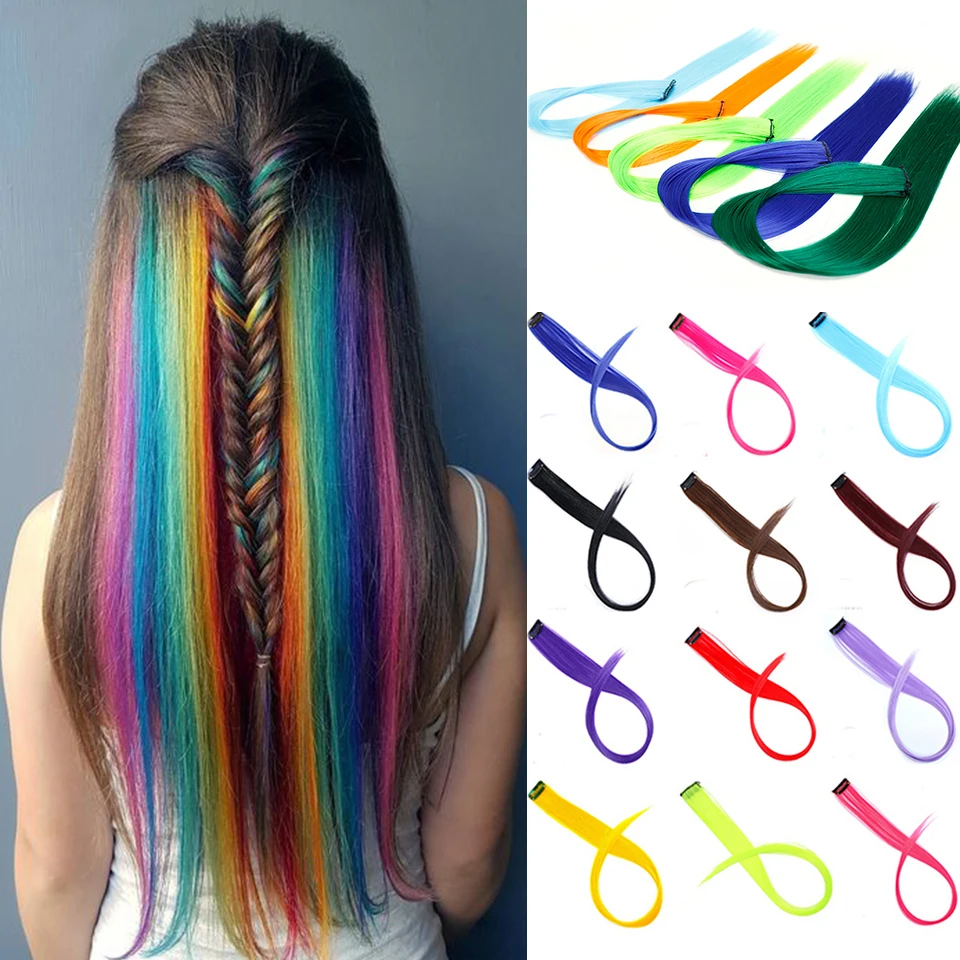 Top Trends: LUPU Synthetic Hair Extension Rainbow Straight Ombre Hair Pieces Clip In Hair Extension High Temperature Fake Hair Accessories Shoppable Styles