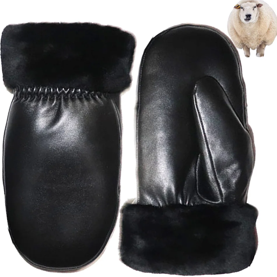 Top Trends: Sheepskin Gloves Men And Women Leather Mittens Winter Windproof Cold Outdoor Warm Sheepskin Wool Gloves Thickened Fur Integrated Shoppable Styles