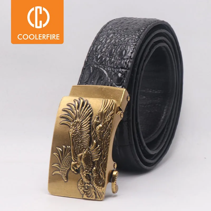 Top Trends: Men Belts Genuine Leather Full Grain Top Layer Belts For Men Famous Crocodile Pattern Strap Business Casual For Jeans ZD107 Shoppable Styles