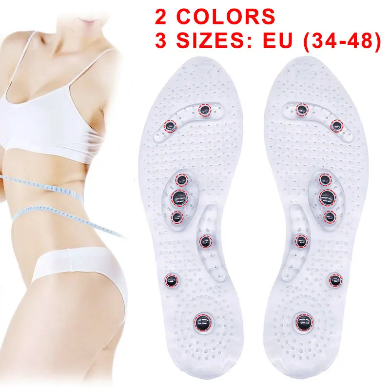 Top Trends: Unisex Magnetic Massage Insoles Foot Acupressure Shoe Pads Therapy Slimming Insoles For Weight Loss Transparent Shoppable Styles