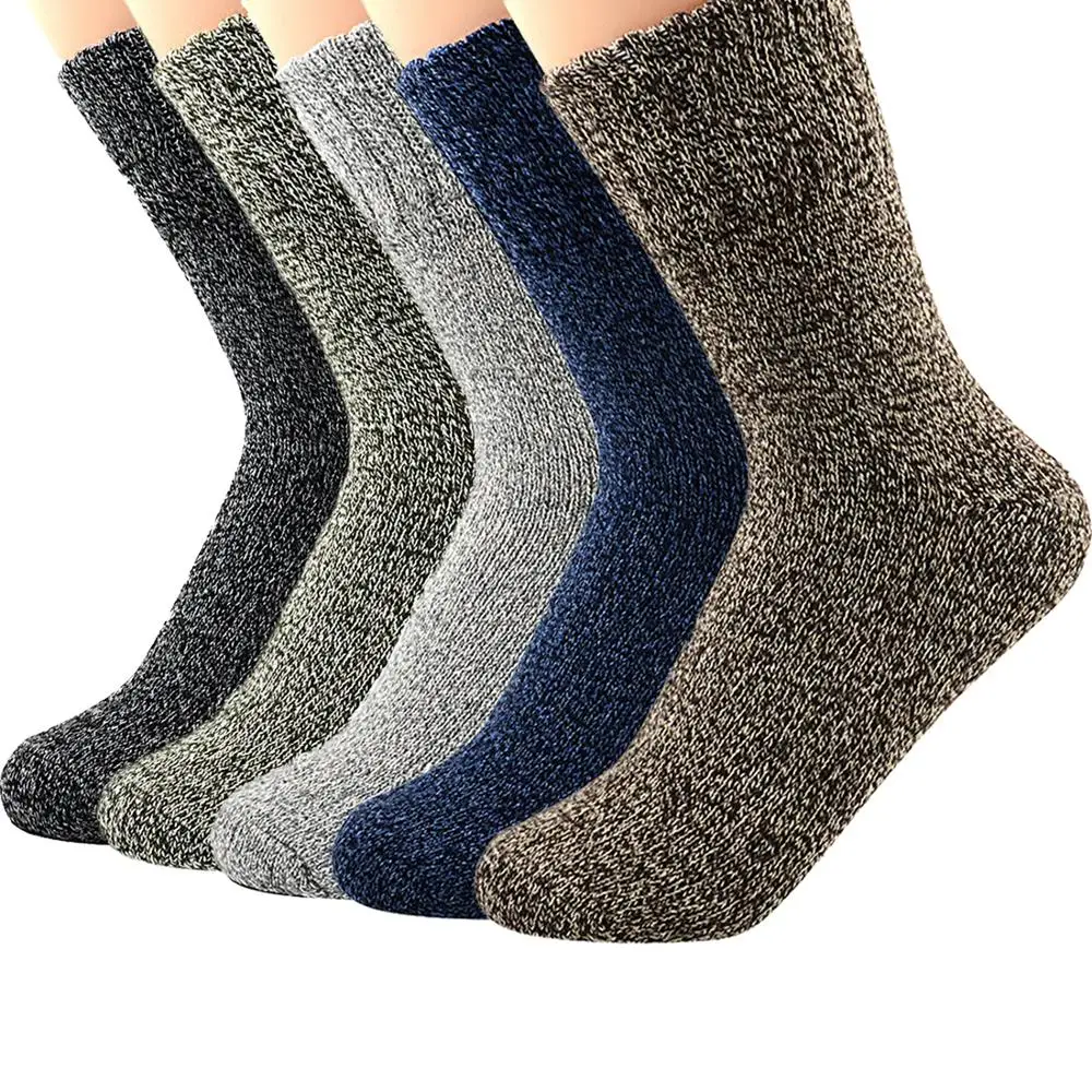 Top Trends: Men Socks Wool Cotton Casual High Quality Diamond Pattern Men&#039;s Socks Winter Thick Warm 5 Pairs Happy Socks Men Breathable Shoppable Styles