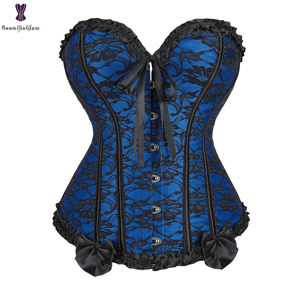 Top Trends: Sexy Corset Overbust Women Corsets Elastic Boned Gothic Bustier Lace Overlay Cosplay Korset Outfit Plus Size 6XL Gorset Corselet Shoppable Styles