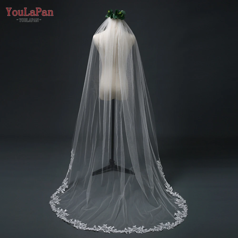 Top Trends: YouLaPan V47 Chapel Length Wedding Veils With Lace Applique Handmade Luxury Women Wedding Veil White / Ivory Long Bridal Veil Shoppable Styles